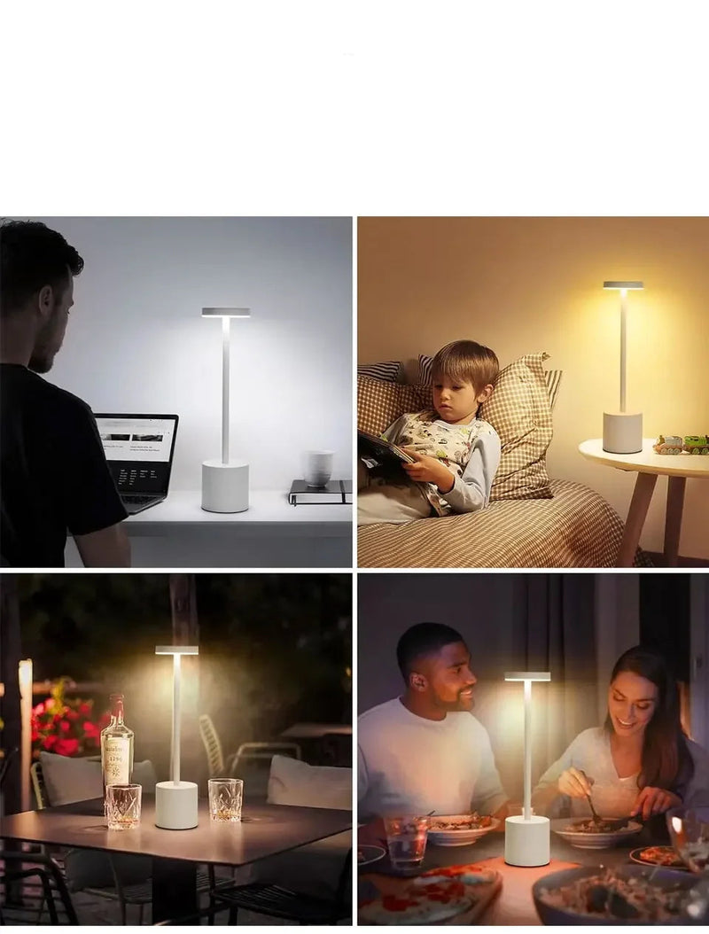 Luminária de Mesa Clássica Recarregável – LED Touch com Intensidade Ajustável