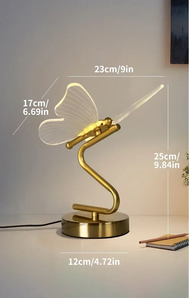 Modern LED Butterfly Desk Lamp – Luz de Atmosfera Recarregável via USB