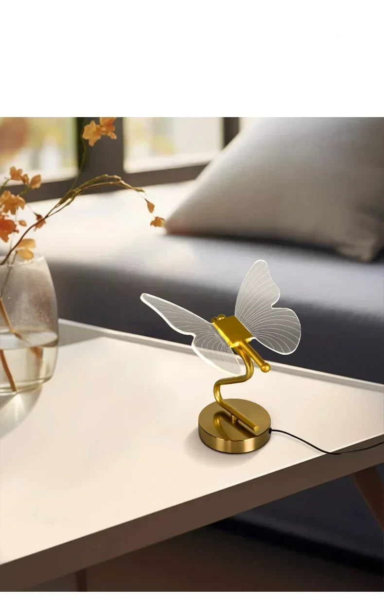 Modern LED Butterfly Desk Lamp – Luz de Atmosfera Recarregável via USB